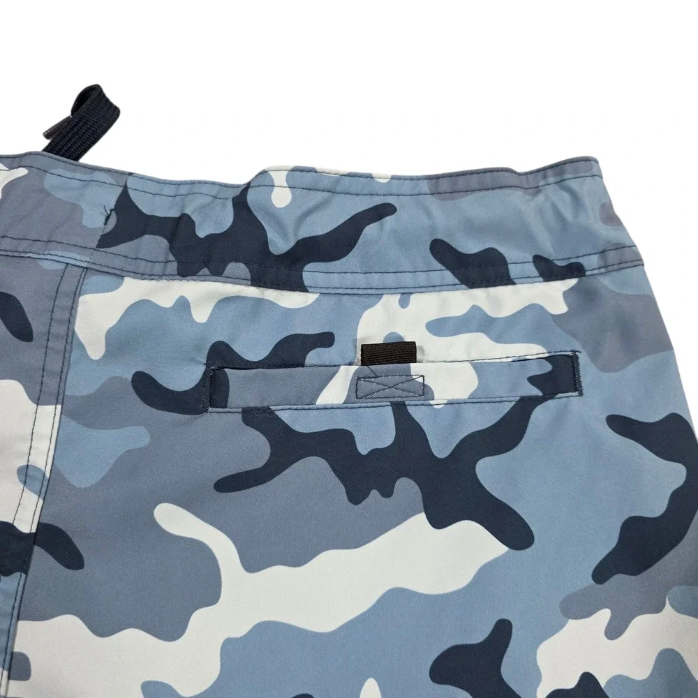 O'rageous Swim Short Mens Blue Small Camo‎ Print Beach 100% Polyester Drawstring